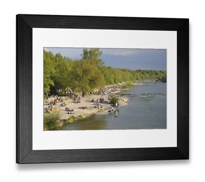 Framed Print : BBQ, people barbecuing along the Flaucher