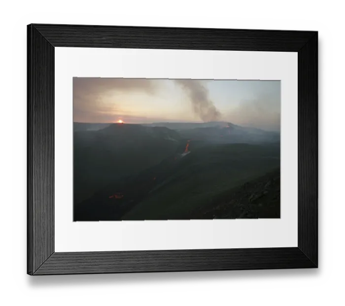 Framed Print : Volcano with lava fountains, Fagradalsfjall