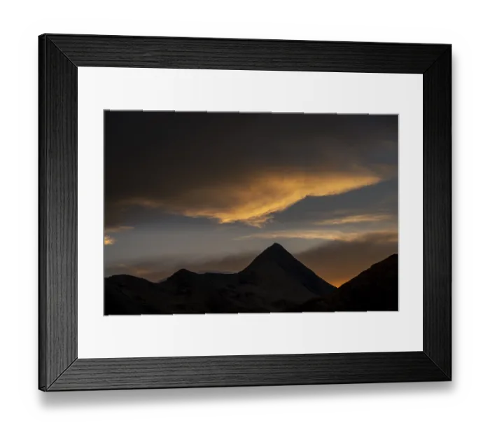 Framed Print : Engadine mountains with cloudy sky at sunset