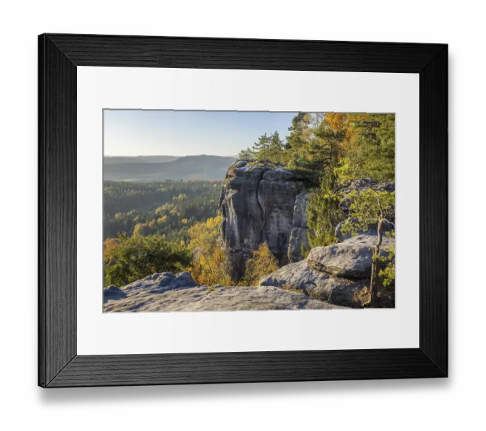 Framed Print : Rocks and autumnal mixed forest on the Pfaffenstein Framed Print : Rocks and autumnal mixed forest on the Pfaffenstein