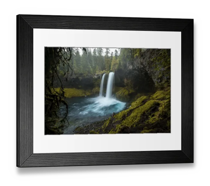 Framed Print : Waterfall in dense vegetation, Koosah Falls Framed Print : Waterfall in dense vegetation, Koosah Falls