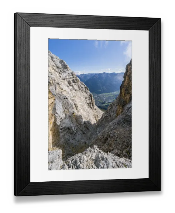 Framed Print : Scharte with view into the Inn valley with the village of Telfs Framed Print : Scharte with view into the Inn valley with the village of Telfs
