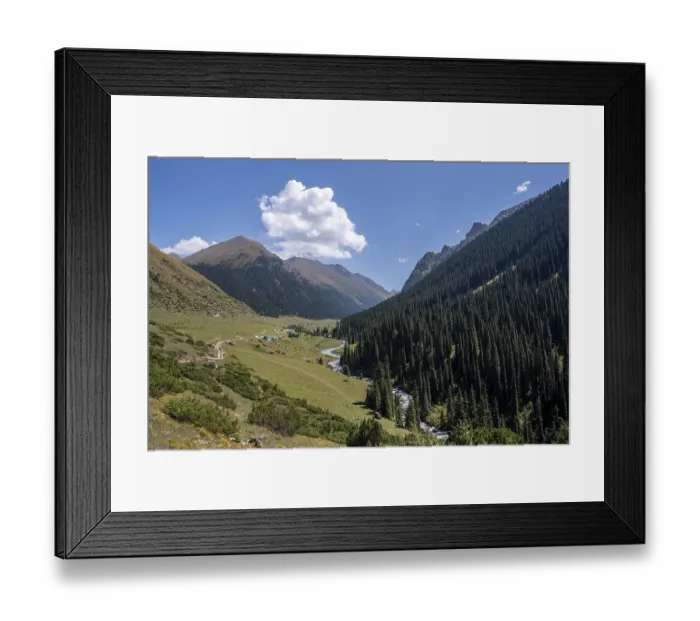 Framed Print : Green mountain valley with the village of Altyn Arashan Framed Print : Green mountain valley with the village of Altyn Arashan