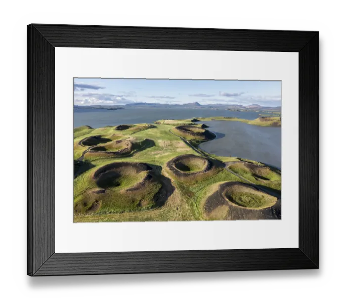 Framed Print : Aerial view of green volcanic crater
