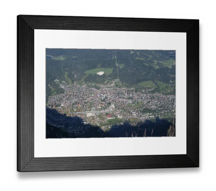 Framed Print : View from the Karwendel to the village of Mittenwald