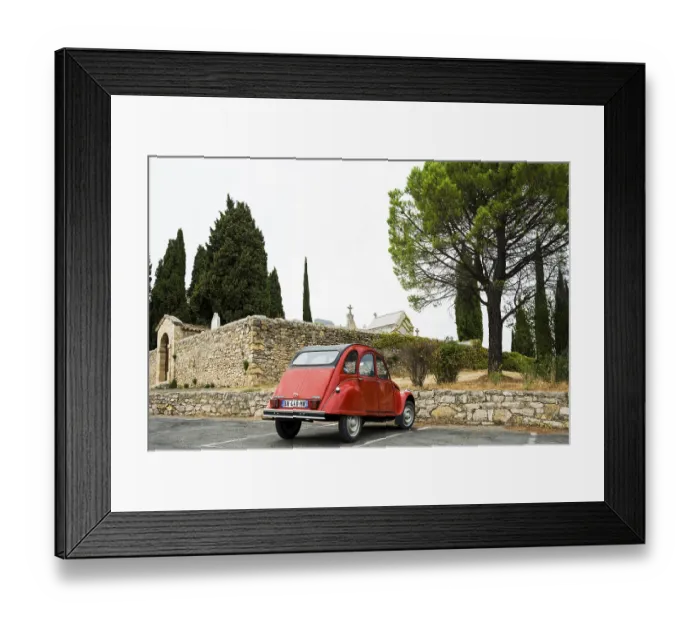 Framed Print : Red Citroen 2CV, classic car, Tourtour Framed Print : Red Citroen 2CV, classic car, Tourtour