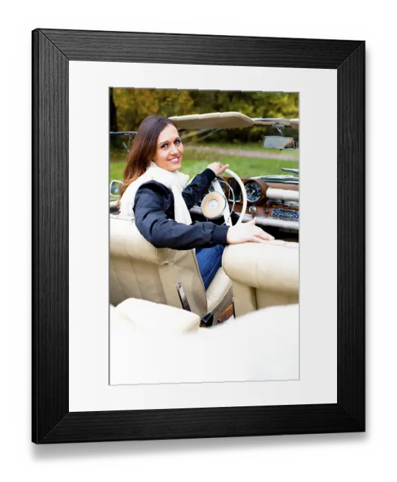 Framed Print : Young woman in a vintage car, MB 220 SE Cabriolet Framed Print : Young woman in a vintage car, MB 220 SE Cabriolet