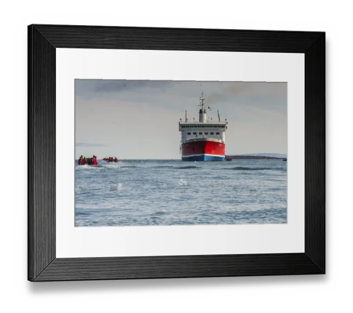 Framed Print : Tourist in zodiacs around a expedition ship Framed Print : Tourist in zodiacs around a expedition ship