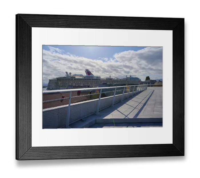Framed Print : View from the event terrace More og Romsdal Art Centre to cruise ship Framed Print : View from the event terrace More og Romsdal Art Centre to cruise ship