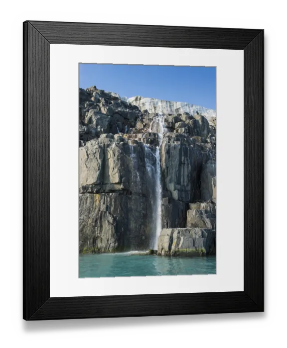 Framed Print : Waterfall in a glacier on Alkefjellet