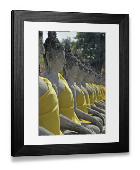 Framed Print : Buddha statues around the Great Chedi Chaya Mongkol
