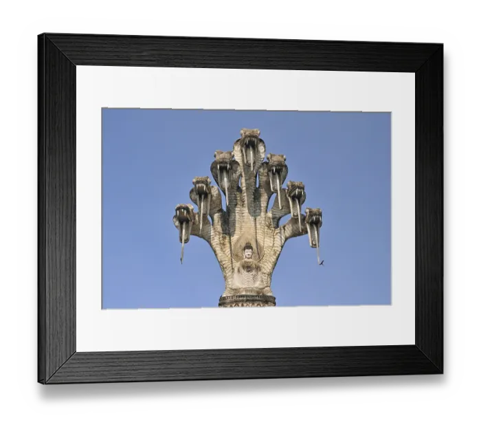 Framed Print : Monumental depiction of Buddha meditating under the protected of a seven-headed Naga serpent Framed Print : Monumental depiction of Buddha meditating under the protected of a seven-headed Naga serpent