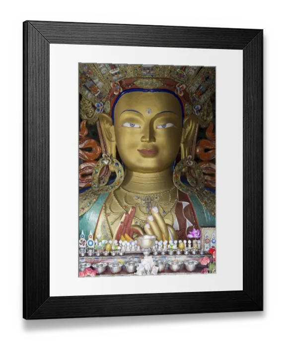Framed Print : Buddha statue, Maitreya, Yellow Hat Monastery Tikse