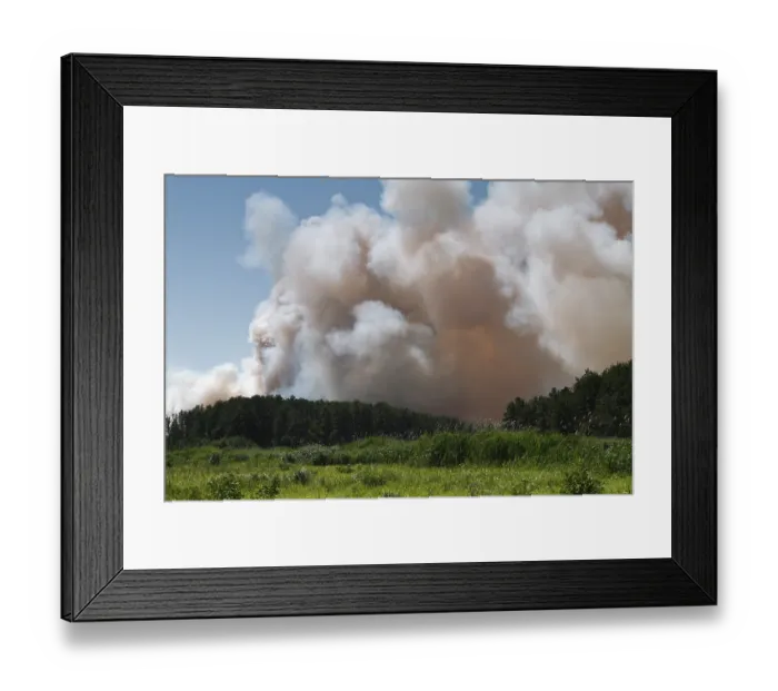 Framed Print : Fire on a grain field near Tutow
