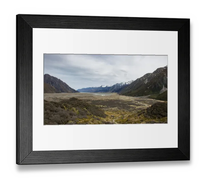 Framed Print : View of the Tasman River valley Framed Print : View of the Tasman River valley