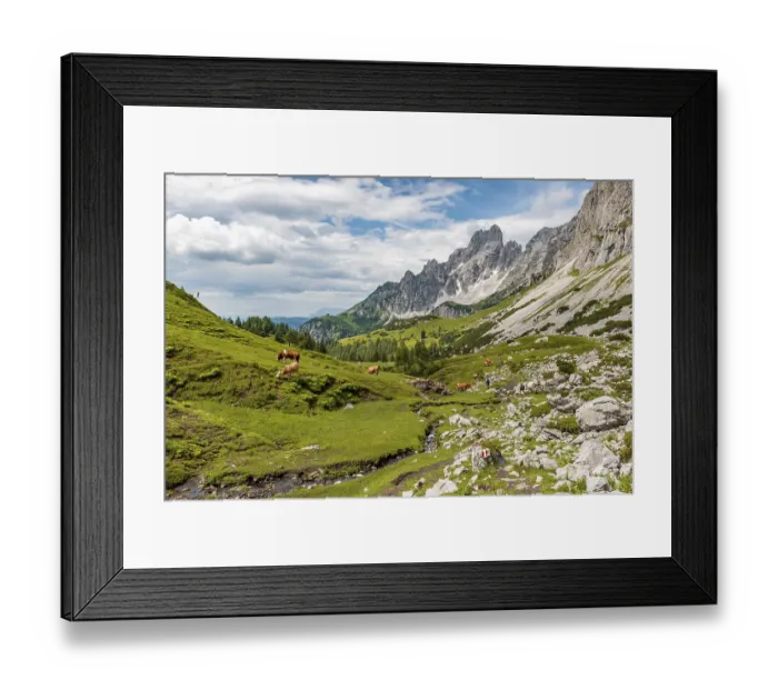 Framed Print : Marked hiking trail from Adamekhuette to Hofpuerglhuette