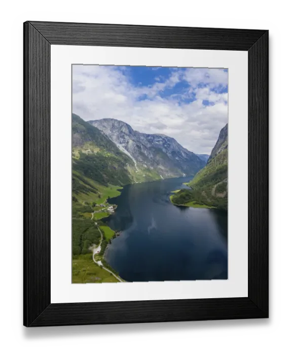 Framed Print : Aerial view, Naeroyfjord, Aurland