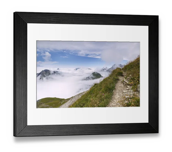 Framed Print : View from Gehrengrat over the fog-shrouded peaks of the Alps
