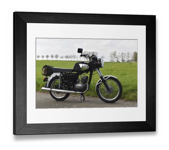 Framed Print : Oldtimer, DDR motorbike MZ TS 125