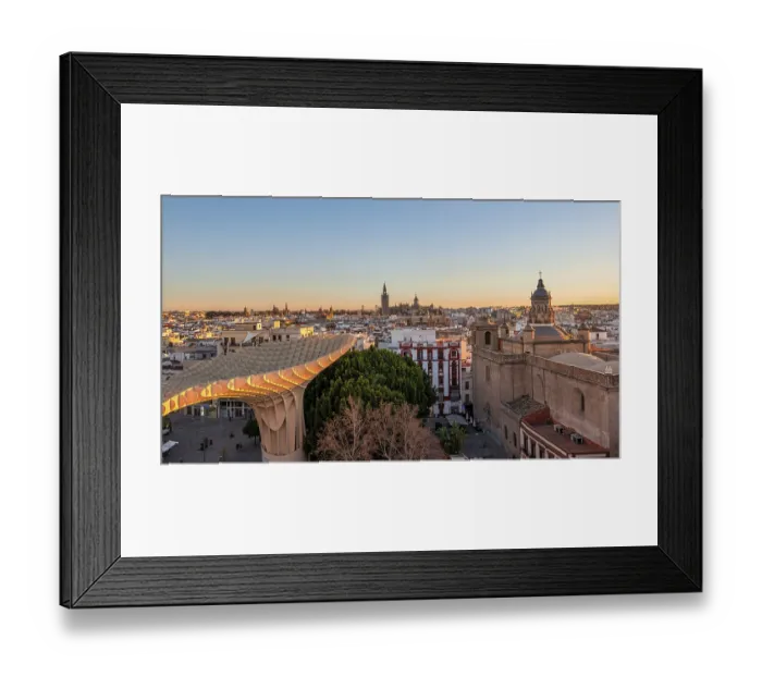 Framed Print : View over Sevilla from Metropol Parasol at sunset Framed Print : View over Sevilla from Metropol Parasol at sunset