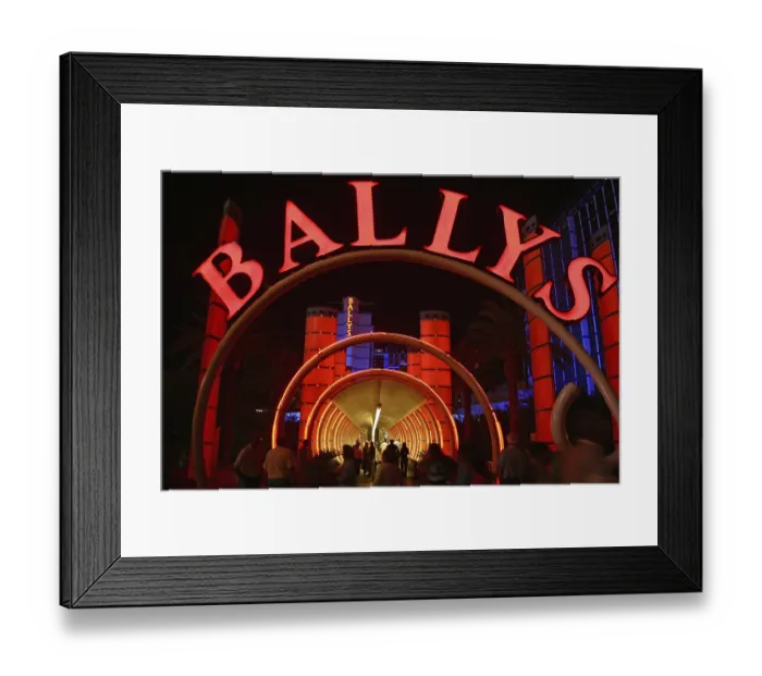 Framed Print : Tunnel to Ballys Hotel at Night Las Vegas Nevada United States of America USA