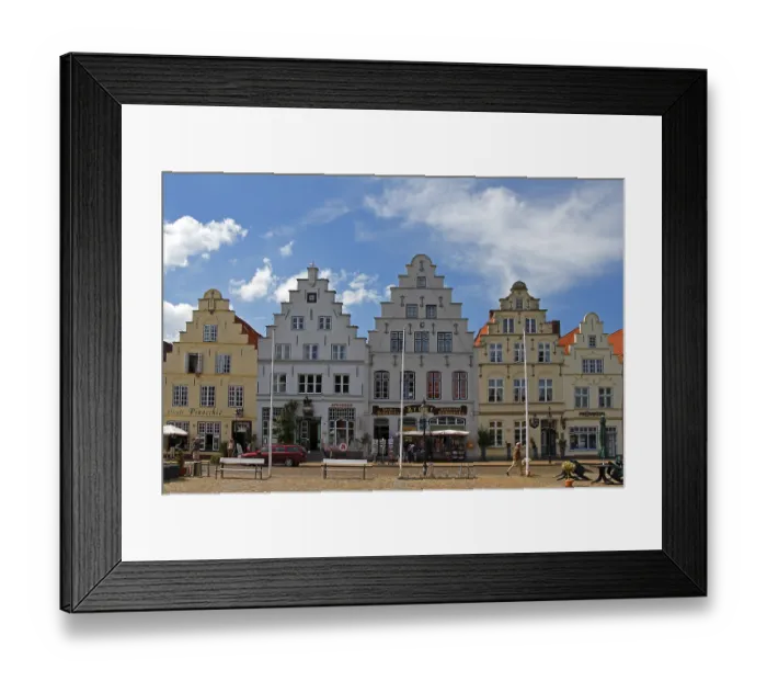 Framed Print : Historic houses at the market square of Friedrichsstadt Framed Print : Historic houses at the market square of Friedrichsstadt