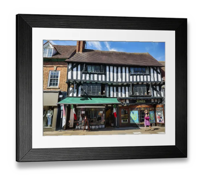 Framed Print : Half-timbered house with shops Framed Print : Half-timbered house with shops