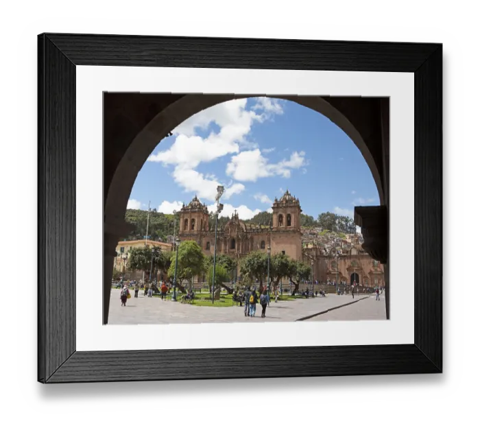 Framed Print : Historic Cathedral of Cusco or Cathedral Basilica of the Assumption of the Virgin Mary at Plaza de Armas