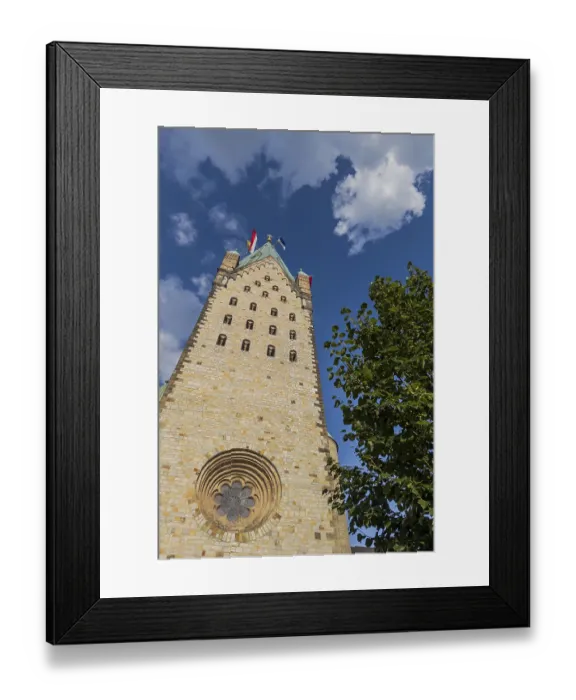 Framed Print : Paderborn Cathedral steeple, church