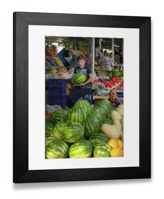 Framed Print : Fruit and vegetable market along the road