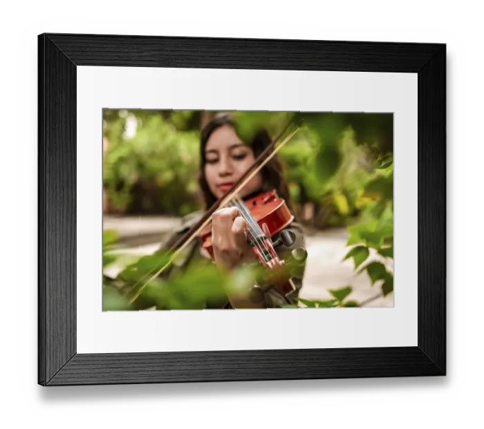 Framed Print : Girl with her violin playing a melody outdoors Framed Print : Girl with her violin playing a melody outdoors