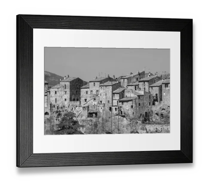 Framed Print : Old houses, black and white, Pitigliano Framed Print : Old houses, black and white, Pitigliano
