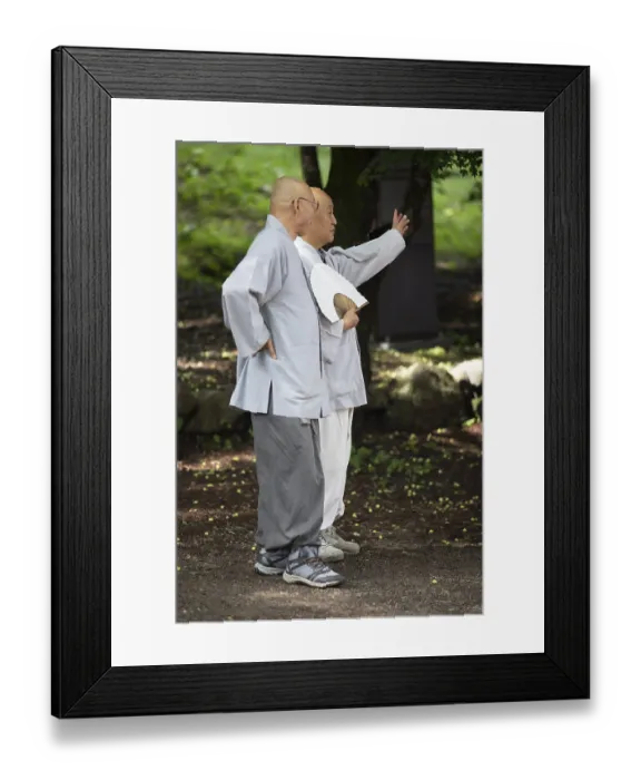 Framed Print : Monks at Baekyangsa Temple, main temple of the Jogye Order of Korean Buddhism