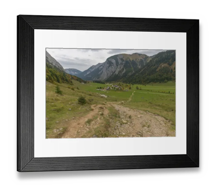 Framed Print : Almdorf Eng in Engtal from above