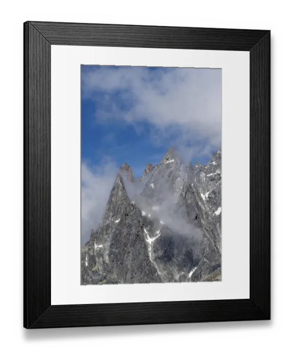 Framed Print : Mountain peak in clouds, Aiguille Verte