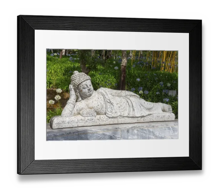 Framed Print : Stone Buddha statue in reclining position Framed Print : Stone Buddha statue in reclining position