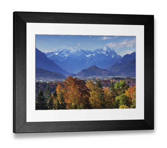 Framed Print : Autumn landscape above the Murnauer moss with Zugspitze group near Hagen