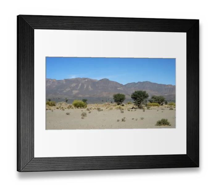 Framed Print : Desert-like landscape with mountains near Alnif