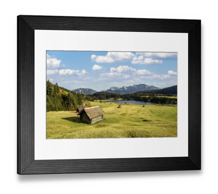 Framed Print : Heustadl in a meadow at the Geroldsee