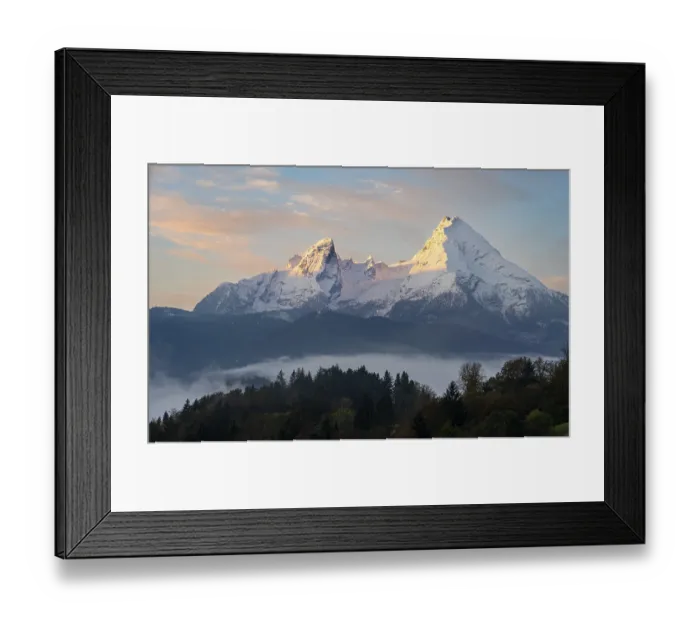 Framed Print : Watzmann massif with snow at sunrise