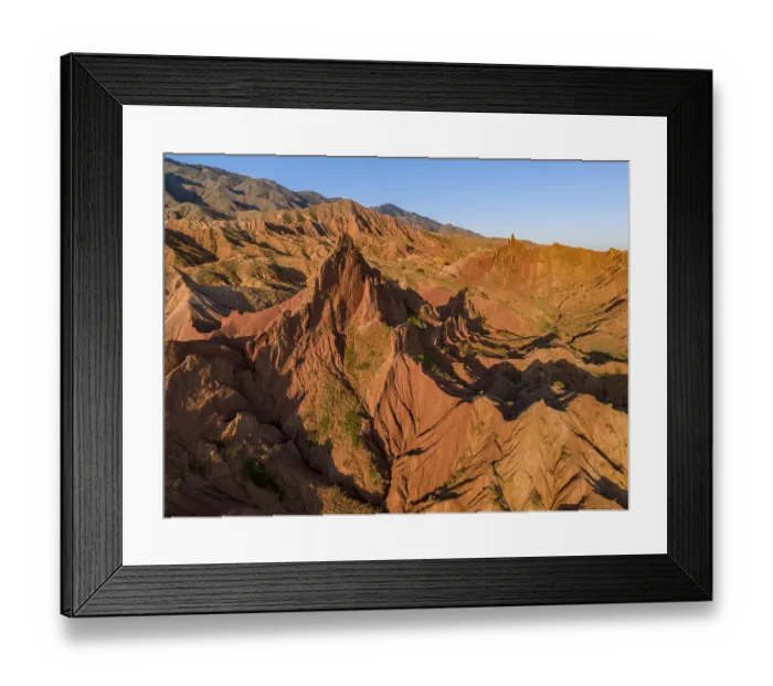 Framed Print : Aerial view, eroded mountain landscape Framed Print : Aerial view, eroded mountain landscape
