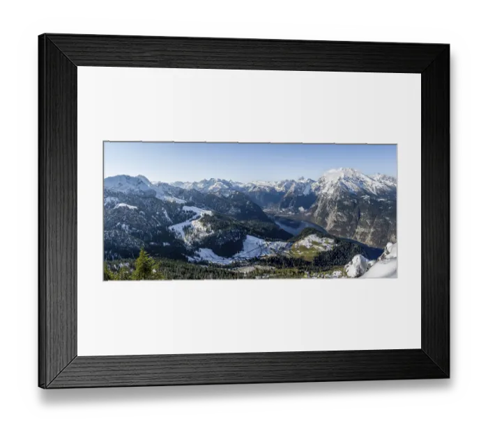 Framed Print : View of Koenigssee and Watzmann with snow in autumn