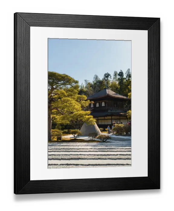 Framed Print : Rock garden, Zen garden with Mount Fuji replica