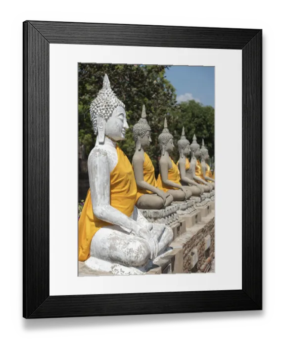 Framed Print : Row of Buddha statues, Wat Yai Chai Mongkhon