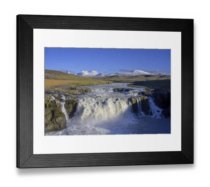 Framed Print : Gygjarfoss and mountains of Framed Print : Gygjarfoss and mountains of