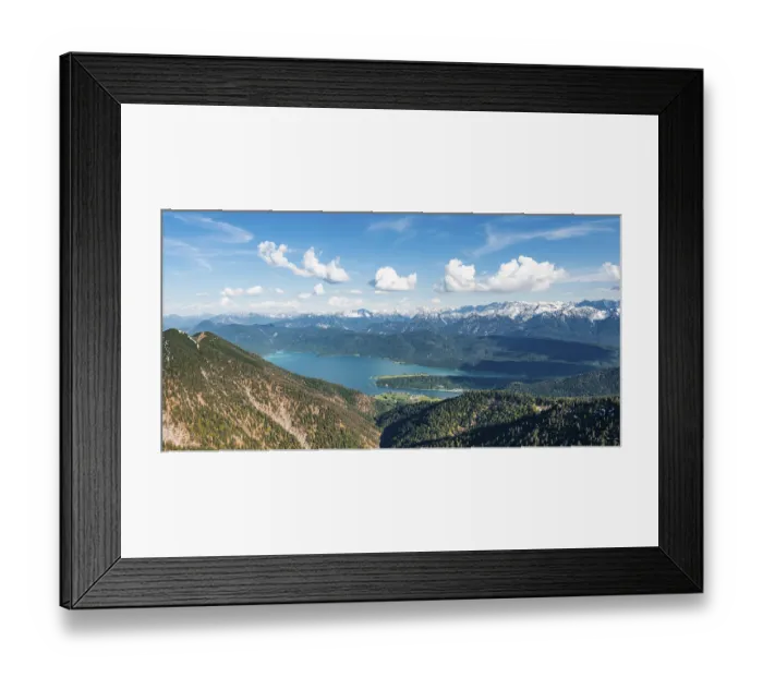 Framed Print : View from Herzogstand to Walchensee with Lake Walchensee