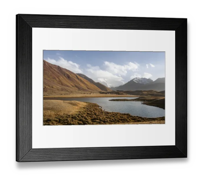 Framed Print : Lake, Lenin Peak, Pamir Mountains