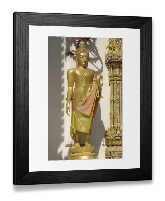 Framed Print : Golden Buddha with mudra sign for energy