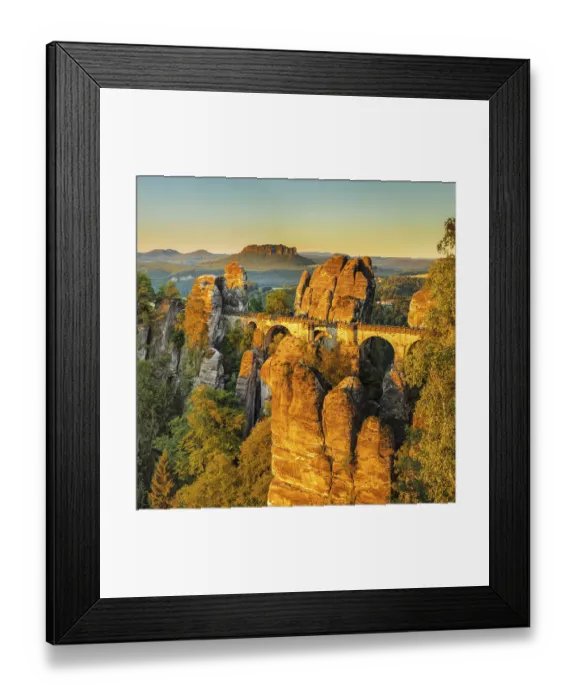 Framed Print : View over the Bastei bridge to the Lilienstein