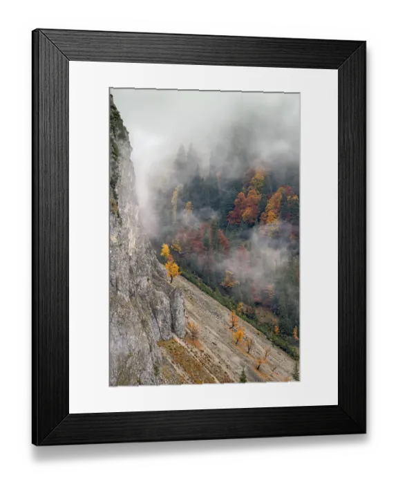 Framed Print : Mountain landscape with autumn coloured trees
